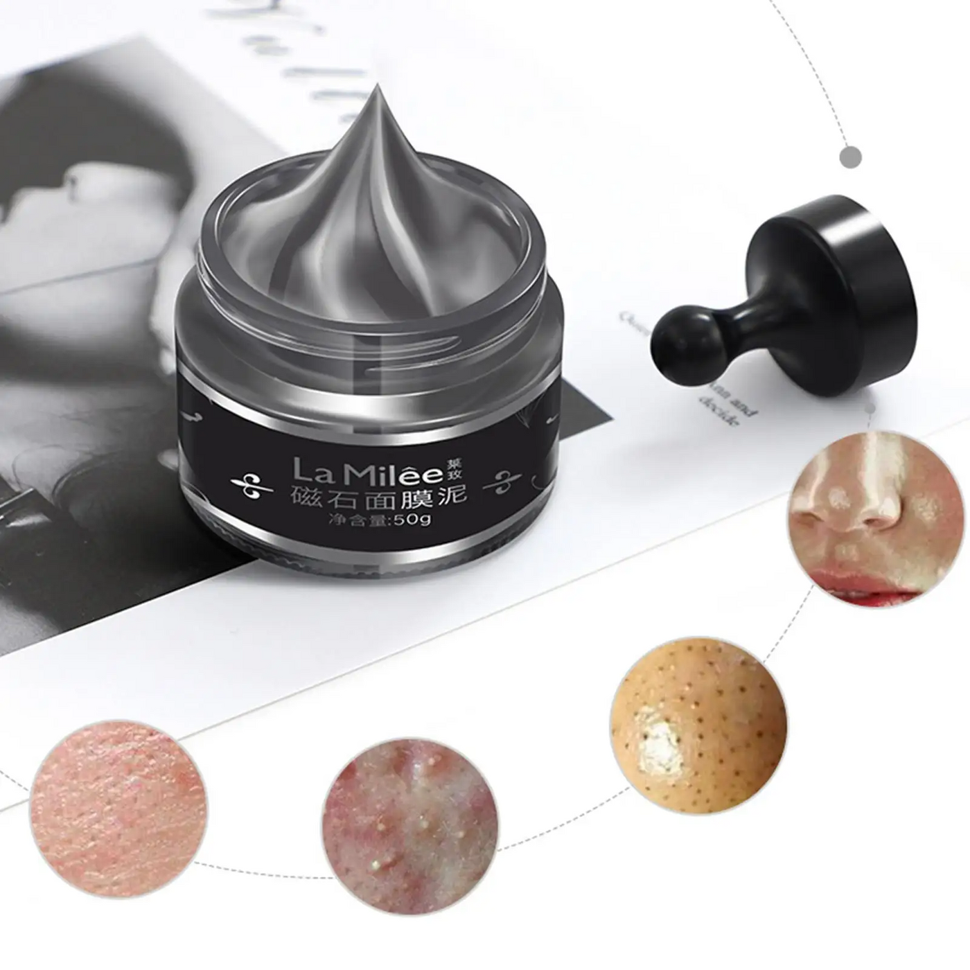 50g Magnetic Facial Mask kit Mineral-Rich Dead Sea Mud Masque Blackhead Removal Deep Pore Cleaning Face Mask Skin Care