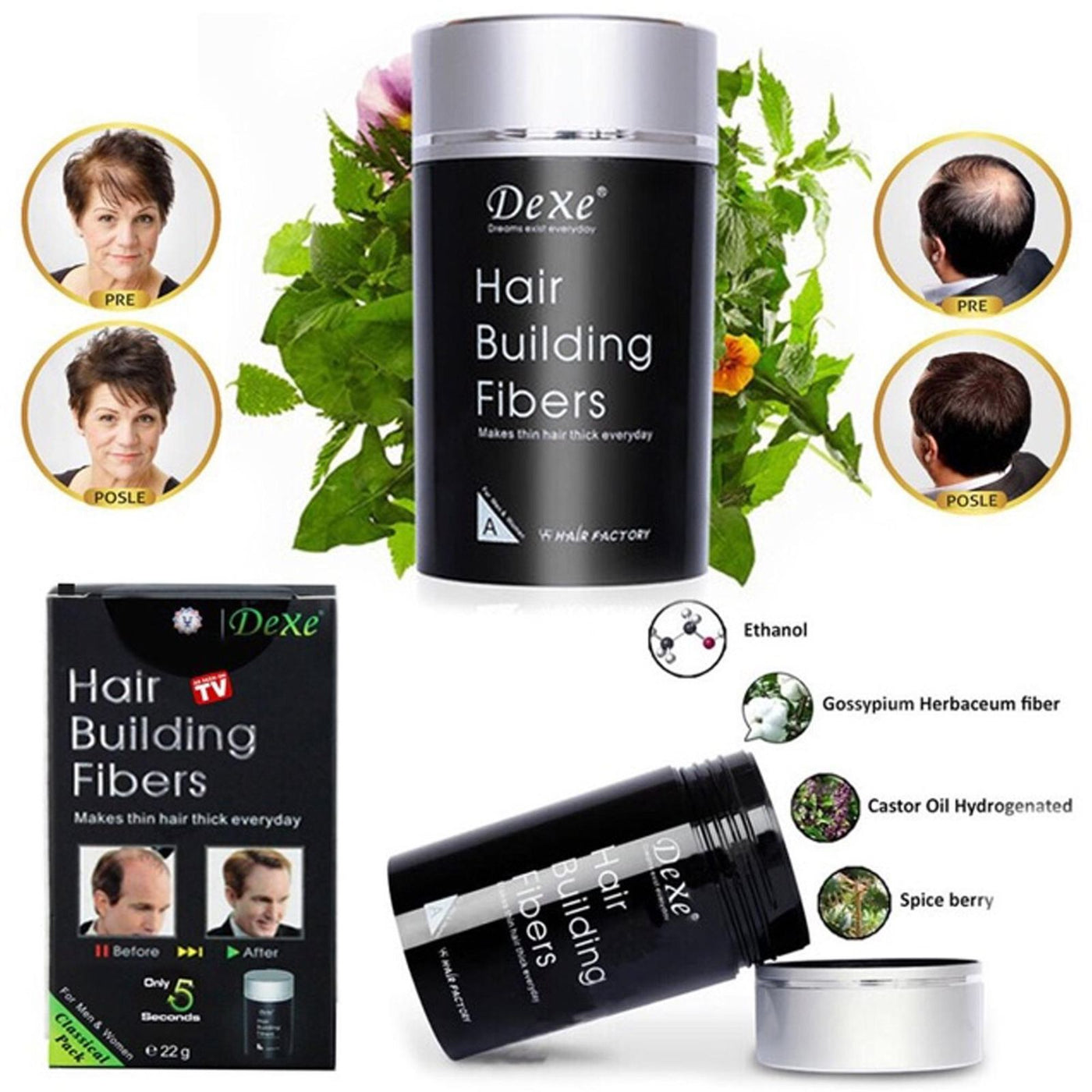 Imported Hair Building Fiber & Holding Spray Set