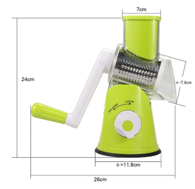 Tabletop Drum Grater Manual Rotary Vegetable Slicer Cutter Kitchen Vegetable Cheese Grater Chopper with 3 Sharp Stainless Steel Drums